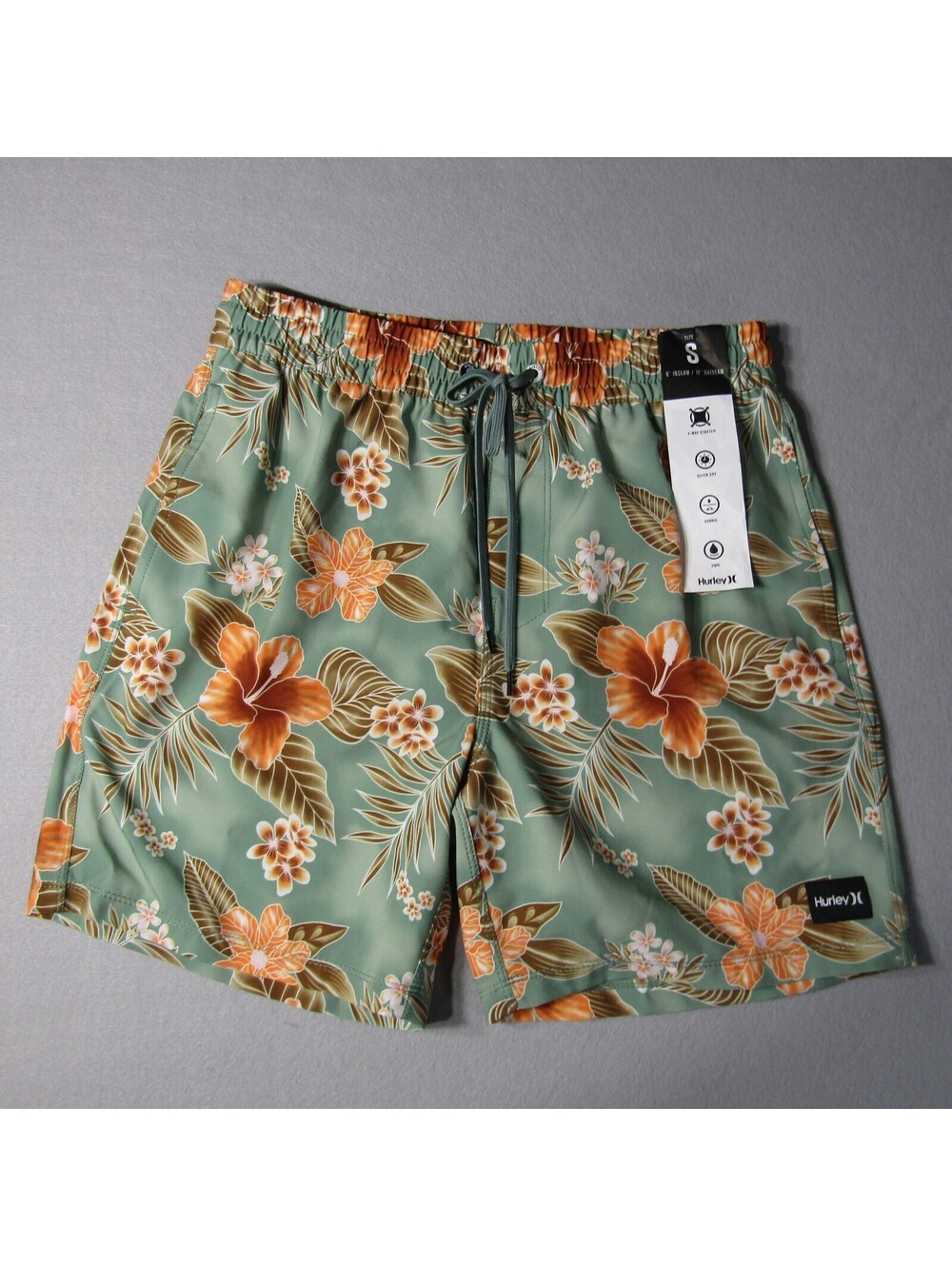 NWT Hurley Cannonball Volley 17" Men's S Swim Shorts Cilantro green
